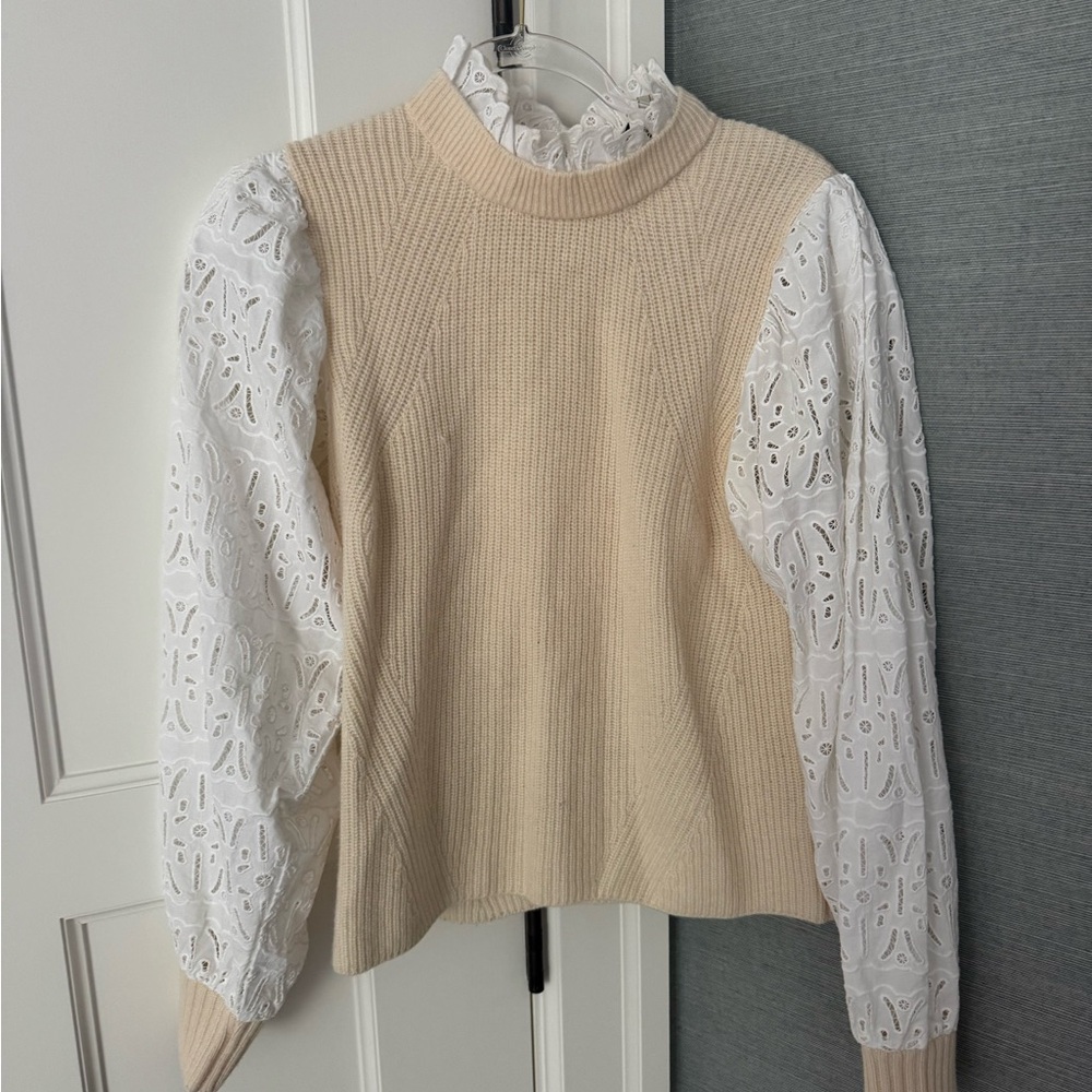 Sea New York Cream Top with White Lace Details